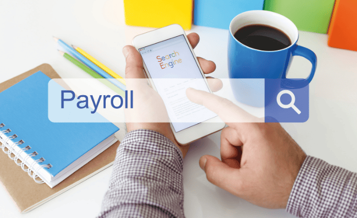 Payroll outsourcing - Consilium Chartered Accountants. Image depicts someone Googling payroll outsourcing on their smart phone.